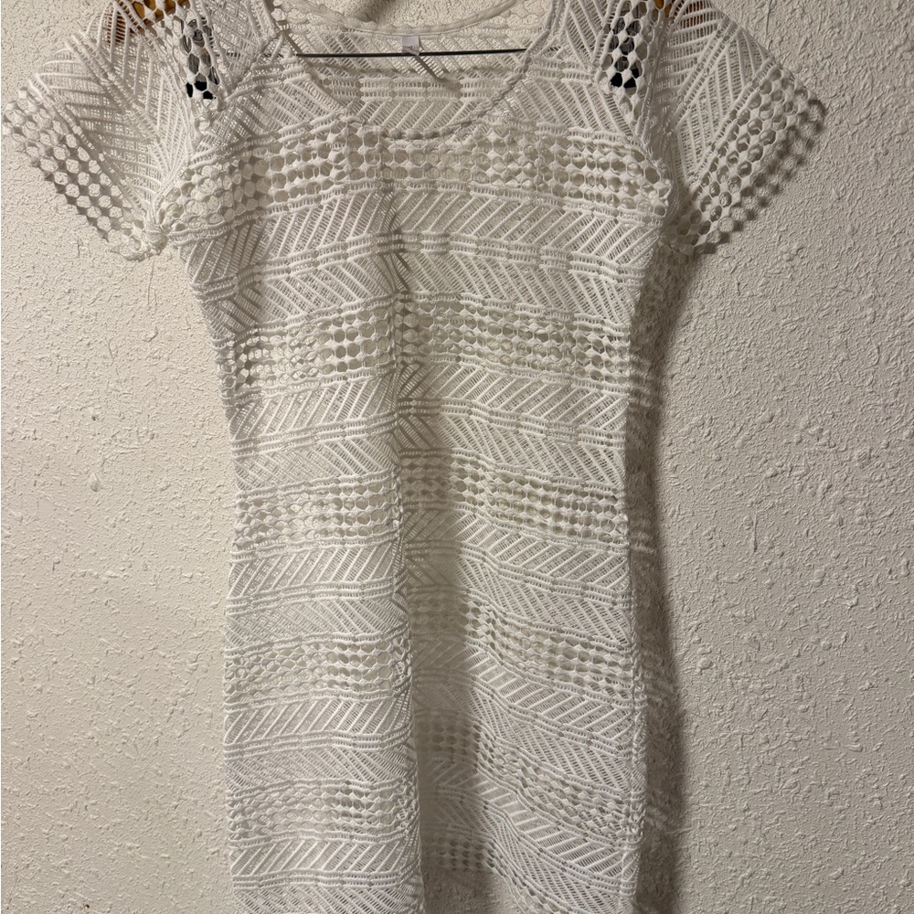 Zinke white geometric lace swim cover up white party bridal